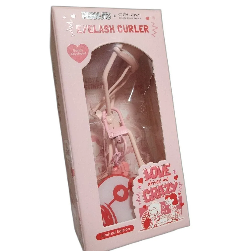 NIB Peanuts x Célavi Limited Edition Eyelash Curler - Pink w/ Bonus Keychain